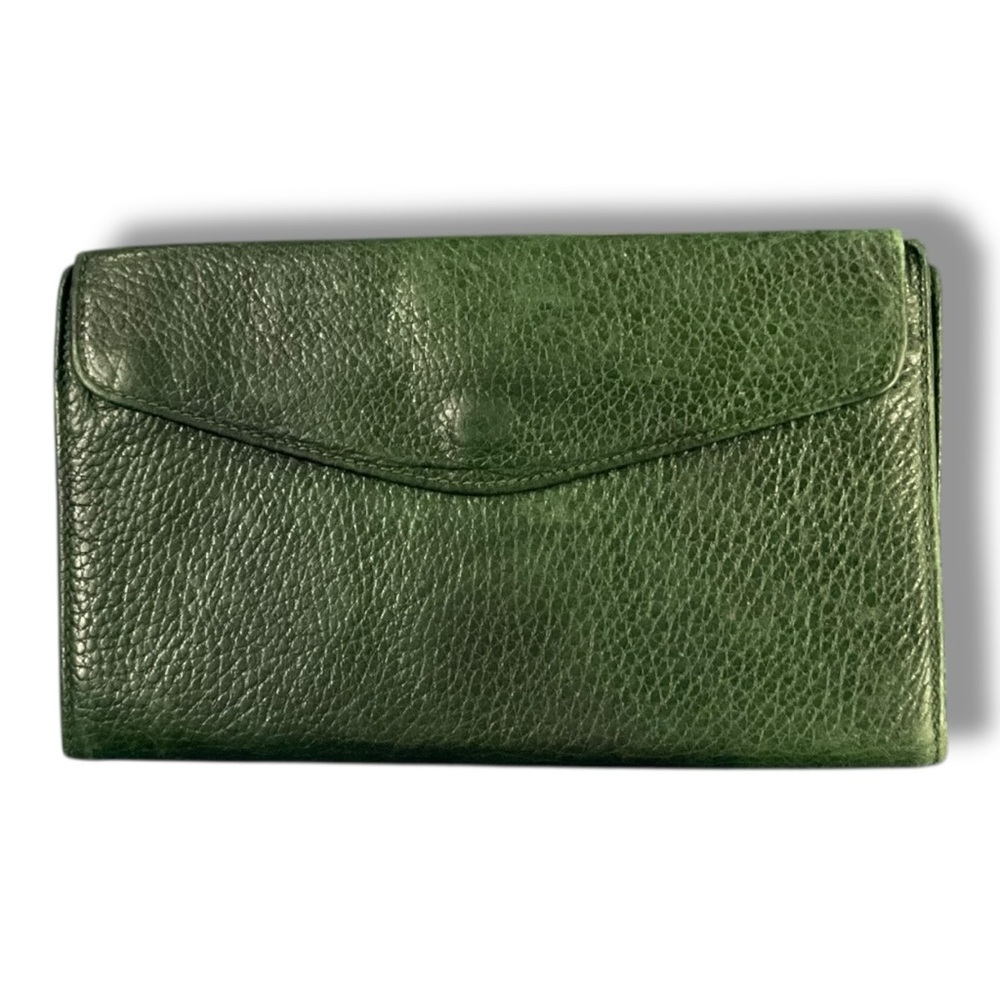 💎 DESMO Italy Green Pebbled Leather‎ Wallet 🌿 Luxury Vintage